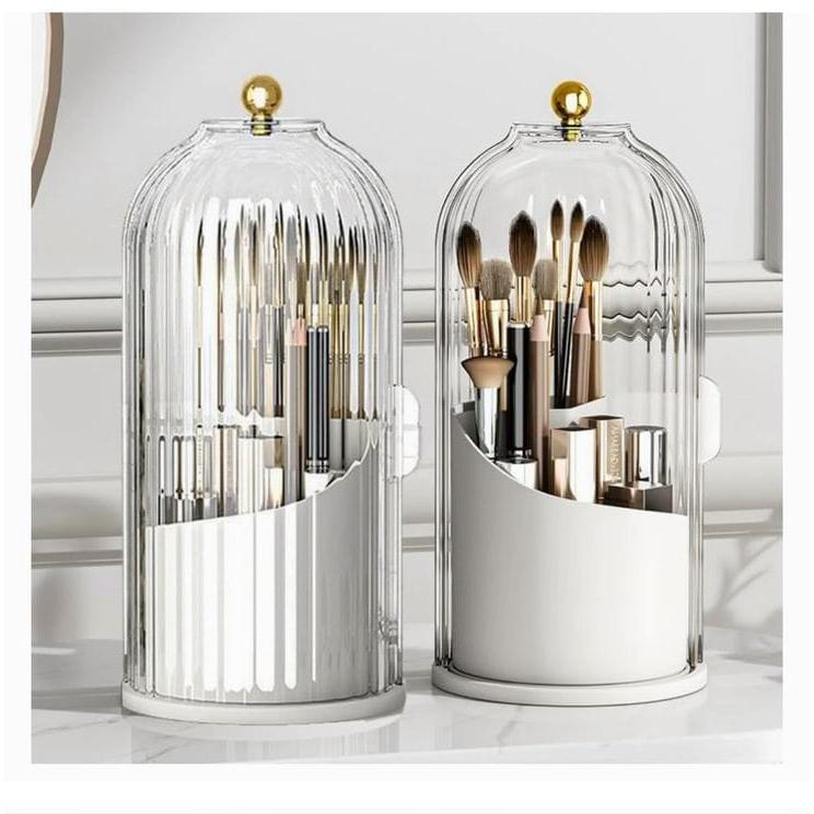 3 Tier Makeup Brush Organizer with Lid & Removable Divider Elegant & Functional Storage