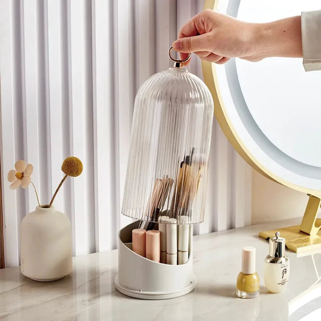 3 Tier Makeup Brush Organizer with Lid & Removable Divider Elegant & Functional Storage Makeup Organizers Makeup Brushes