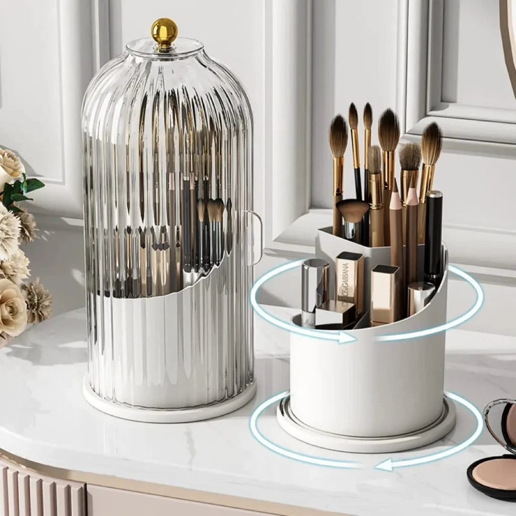 3 Tier Makeup Brush Organizer with Lid & Removable Divider Elegant & Functional Storage Makeup Organizers Makeup Brushes