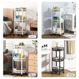 3 Tier Metallic Multipurpose Rotatable Vegetable & Fruit Rack Foldable & Movable with Wheels Black, White Finishes Storage and organization Kitchen Utensil Racks