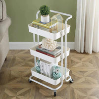 3 Tier Movable Trolley Storage Rack Full Metallic Rolling Organizer for Kitchen Salon & Bathroom industrial storage Kitchen Organizers
