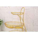 3 Tier Nordic Metallic Fruit and Vegetable Basket Rack | Carbon Steel Organizer in Black and Gold | 40x22x33cm