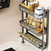 3-Tier Wall-Mounted Kitchen Storage Rack with Rust-Resistant Metal Frame Kitchen Racks Kitchen Organizers