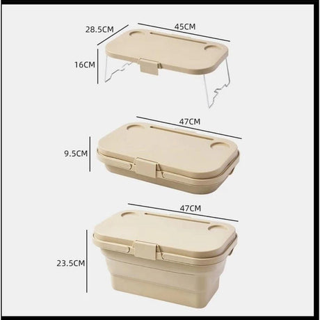 3 in 1 Foldable Collapsible Camping Hand Basket Picnic Basket That Converts to Table, Storage Unit, and Cutting Board