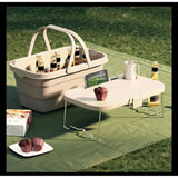 3 in 1 Foldable Collapsible Camping Hand Basket Picnic Basket That Converts to Table, Storage Unit, and Cutting Board