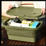 3 in 1 Foldable Collapsible Camping Hand Basket Picnic Basket That Converts to Table, Storage Unit, and Cutting Board