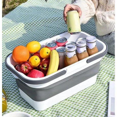 3 in 1 Foldable Collapsible Camping Hand Basket Picnic Basket That Converts to Table, Storage Unit, and Cutting Board