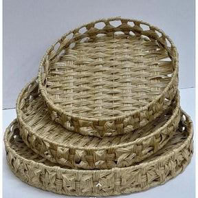 3 in 1 Handmade Rattan Deco Style Trays – Rectangular and Circular Options General Home - Decor Decorative Trays