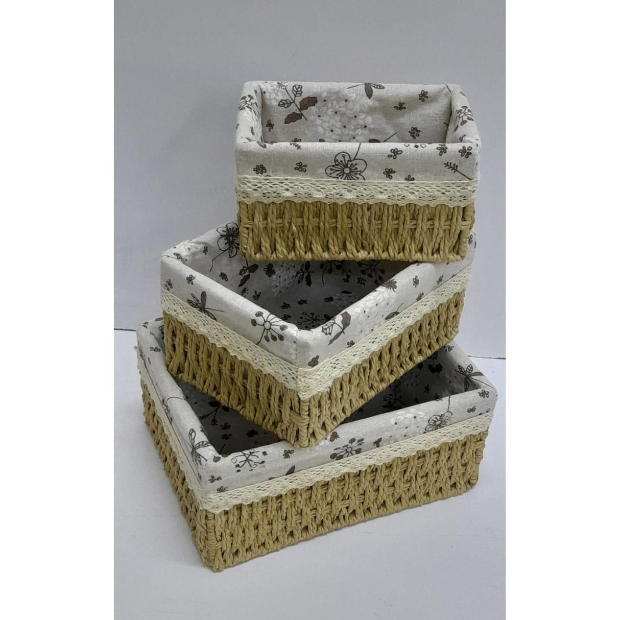 3 in 1 High Quality Weaved Baskets Available in Coffee, Grey, and Beige Brown