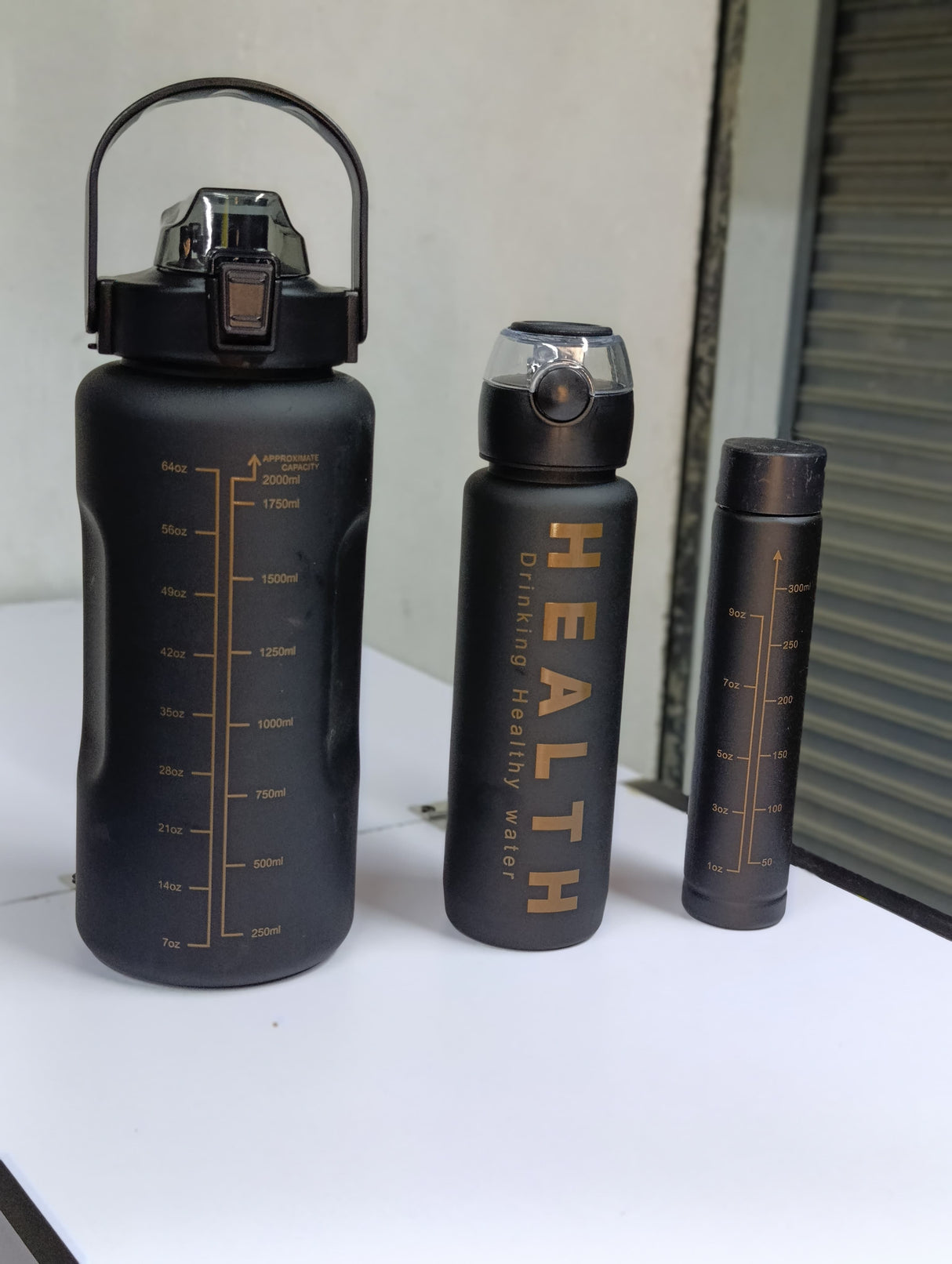 3 in 1 Motivational Water Bottles Set 2000ml 900ml 300ml