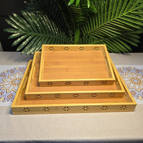 3-in-1 Multi-Functional Bamboo Serving Trays – Nesting Design for Versatile Use