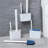 3 in 1 Toilet Brush Set Silicone TPR Soft Head Wall Mounted & Floor Stand
