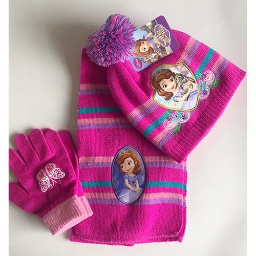 3-in-1 Winter Kids Cartoon Themed Beanie Hat, Scarf and Gloves Set
