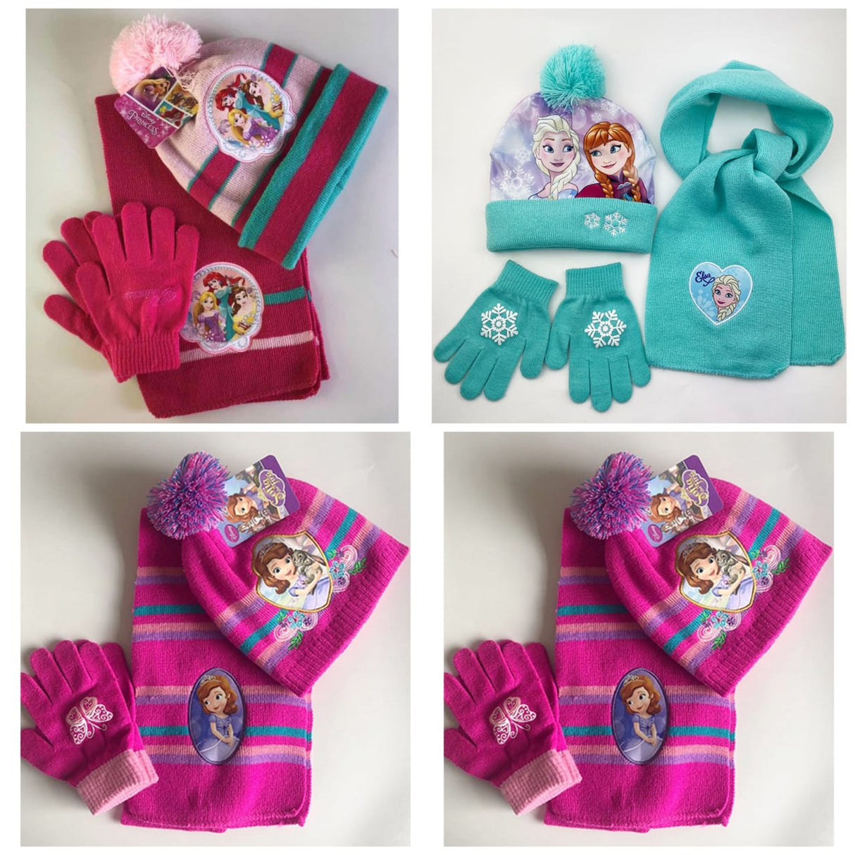 3-in-1 Winter Kids Cartoon Themed Beanie Hat, Scarf and Gloves Set
