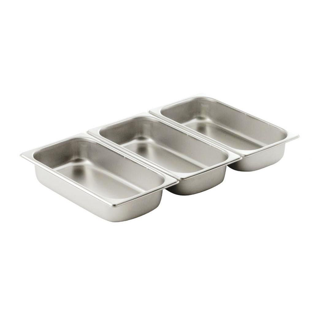3 pcs Food Pan Inserts for SG 433/3 Triple Cheffing Dish | Stainless Steel Replacement Pans | 9 Liter Capacity Each
