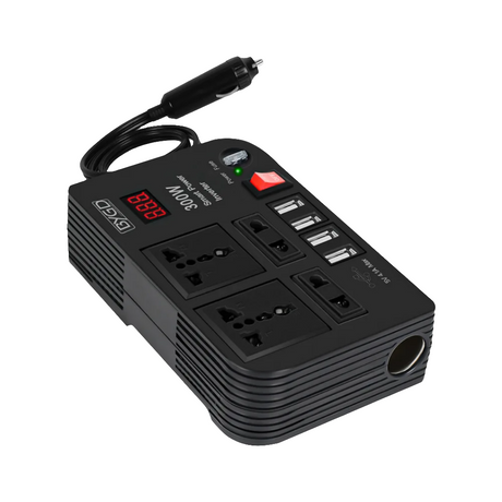 300W Car Power Inverter 12V to 220V Converter with 4 USB Ports & 2 AC Sockets.