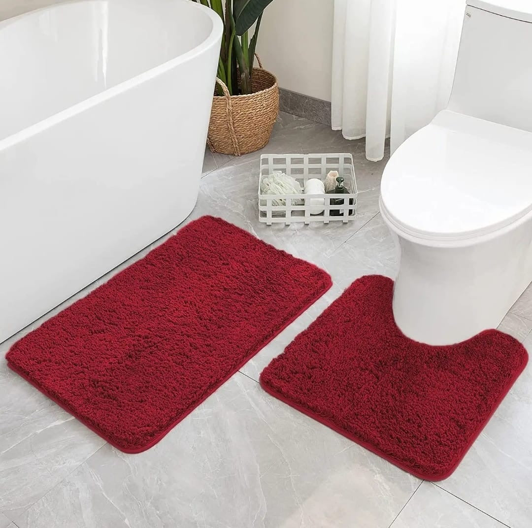 2-Piece Thick Microfibre Bathmat & Toilet Mat Set – Ultra Soft & Luxury Feel