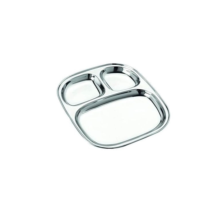 40 Piece No. 2 Oval Stainless Steel Pav Bhaji Plates Set | Partition Plates for MultiItem Serving | Durable & Stackable