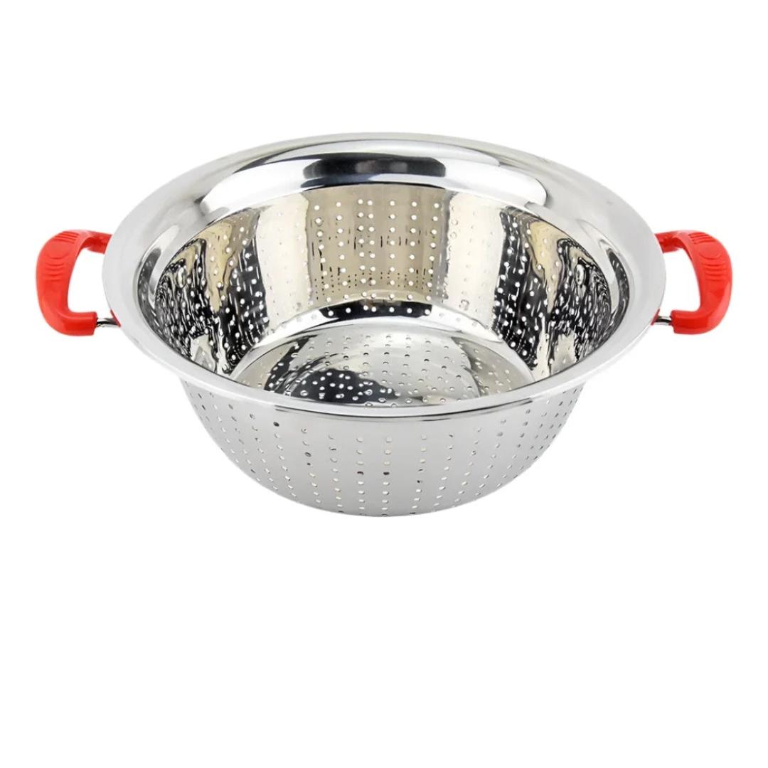 32cm Stainless Steel Drainer/Rice Strainer with Handles for Fruits and Vegetables