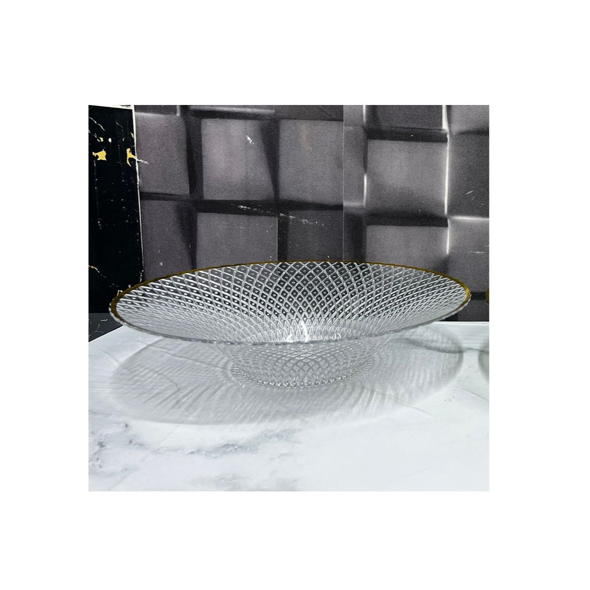 32cm x 8cm Durable Acrylic Nordic Fruit Tray with an Elegant Gold Rim | Portable & Lightweight Serving Tray | Green, Clear