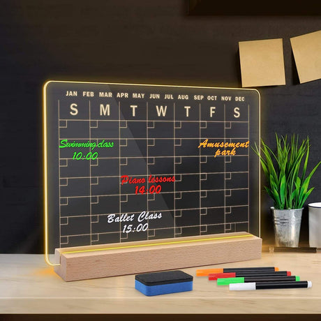 33x23 cm Office Home Desktop Planner with LED Stand With Pens, Pen Holder, & Eraser