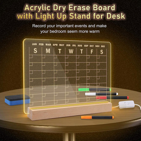 33x23 cm Office Home Desktop Planner with LED Stand With Pens, Pen Holder, & Eraser