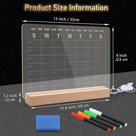 33x23 cm Office Home Desktop Planner with LED Stand With Pens, Pen Holder, & Eraser