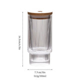350ml Ribbed Borosilicate Glass Tumbler with Bamboo Lid & Straw