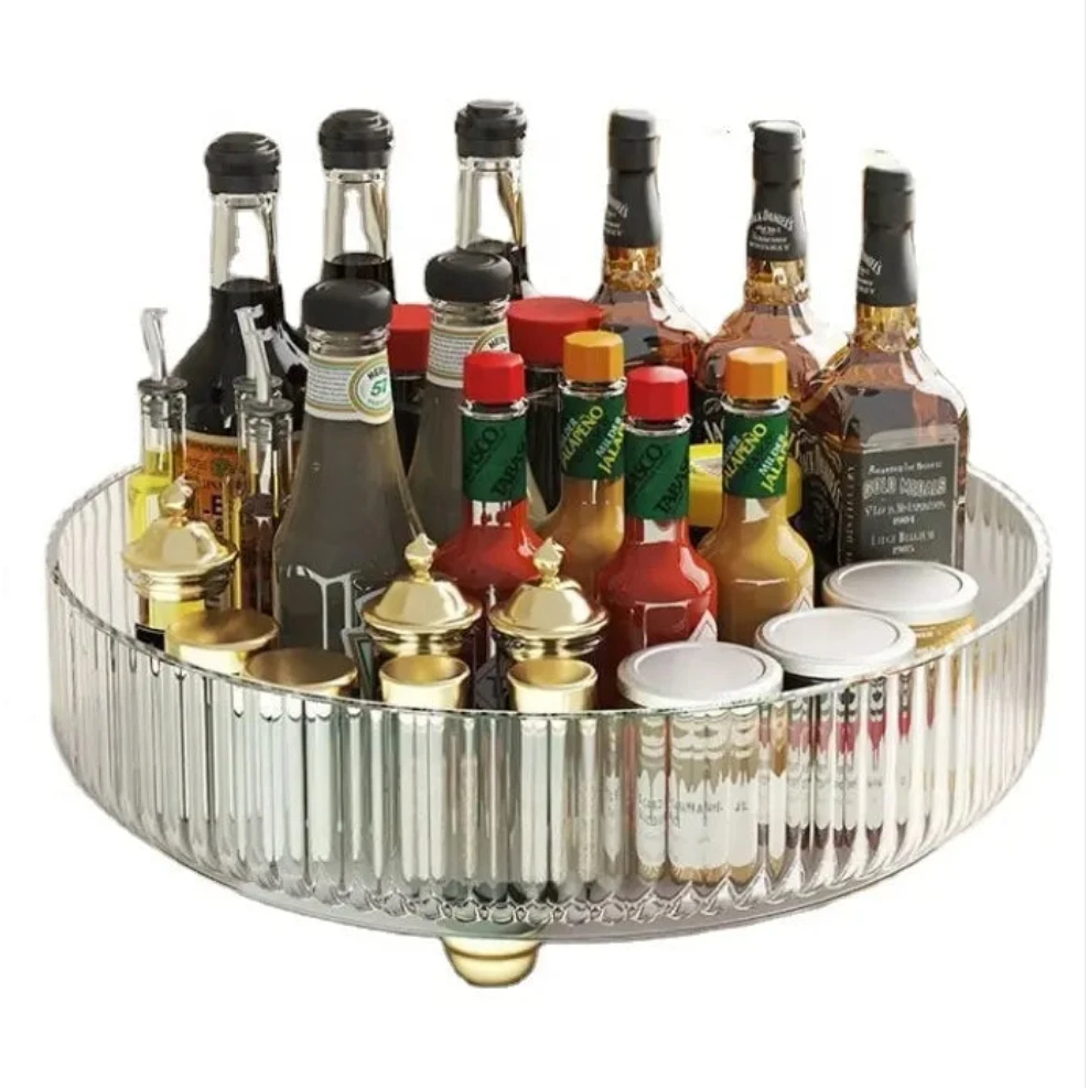 360 Degree Rotating Turntable Organizer Space Saving Storage Tray Bathroom Storage Spice Organizers