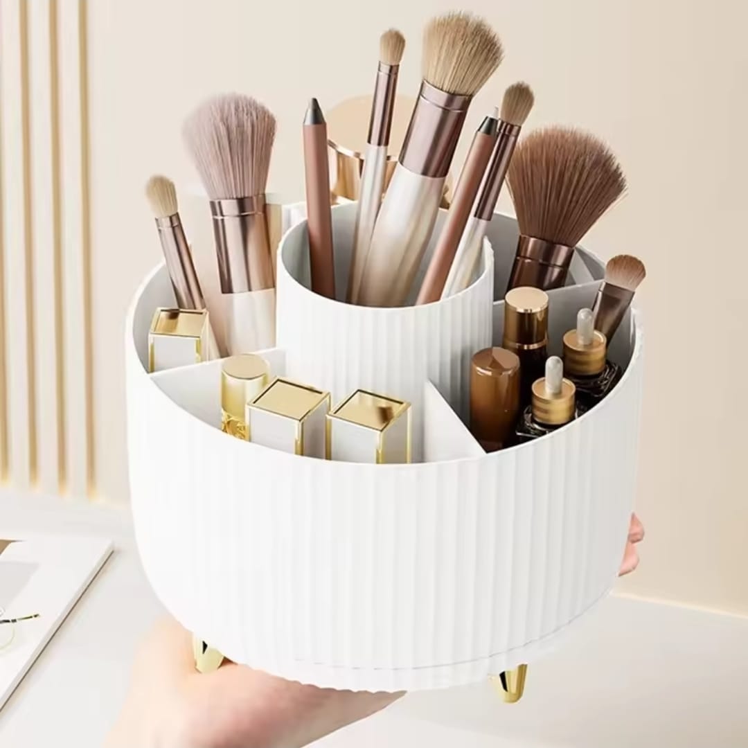 360° Rotating Desktop Makeup Brush and Cosmetic Organizer