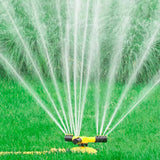 360° Rotating Garden Sprinkler with Inlet & Outlet 3-Arm Automatic Lawn Watering Tool