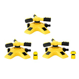 360° Rotating Garden Sprinkler with Inlet & Outlet 3-Arm Automatic Lawn Watering Tool