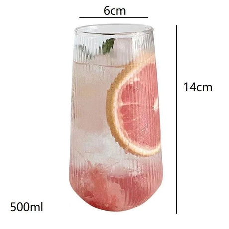 Ribbed Glass Juice & Water Tumblers – 6pcs Set (500ml)- Furaha Finds Kenya