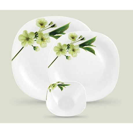 Signature 36 Piece 11" Quadra Square Dinner Plates | Snowdrops Design | Elegant 278mm Plate Set- Furaha Finds Kenya