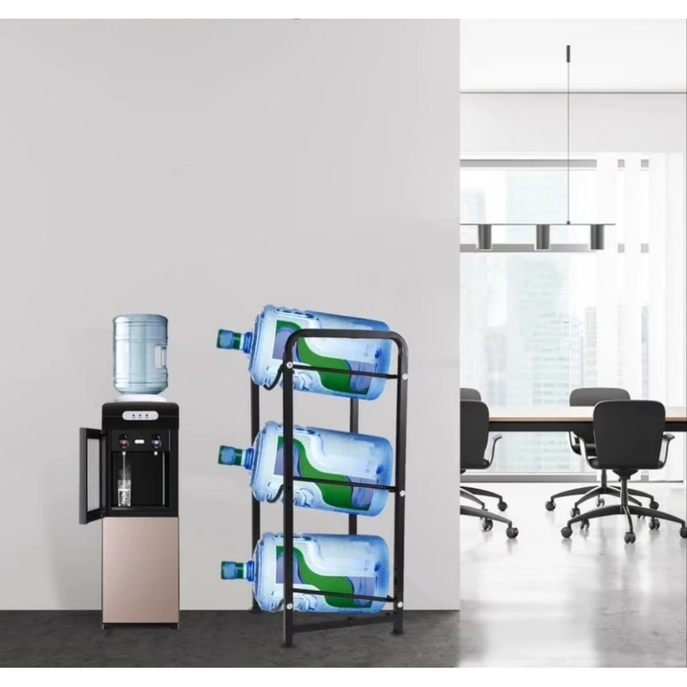 3Tier Water Bottle Holder Rack Heavy Duty Carbon Steel, Rust Proof, Space Saving Design Black