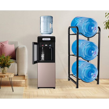 3Tier Water Bottle Holder Rack Heavy Duty Carbon Steel, Rust Proof, Space Saving Design Black
