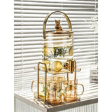 3.6L Luxury Glass Cold Water Jug with Faucet – Large Capacity, High Temperature Resistant, Includes 4 Mugs tableware Serving Pitchers & Carafes