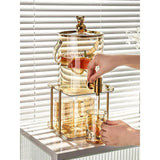3.6L Luxury Glass Cold Water Jug with Faucet – Large Capacity, High Temperature Resistant, Includes 4 Mugs tableware Serving Pitchers & Carafes