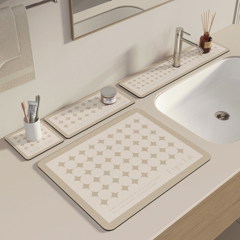 3in1 AntiSplash Sink Diatom Drying Mat Set Protects Sink & Keeps Surfaces Dry
