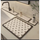 3in1 AntiSplash Sink Diatom Drying Mat Set Protects Sink & Keeps Surfaces Dry