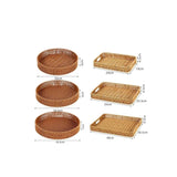 3in1 Handwoven Rattan Decorative Trays | Available in Rectangular and Circular Shapes | Ideal For Living Room, Kitchen, Or Dining Room Decor Serving Ware Decorative Trays