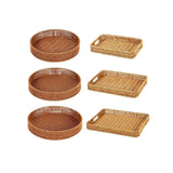 3in1 Handwoven Rattan Decorative Trays | Available in Rectangular and Circular Shapes | Ideal For Living Room, Kitchen, Or Dining Room Decor Serving Ware Decorative Trays