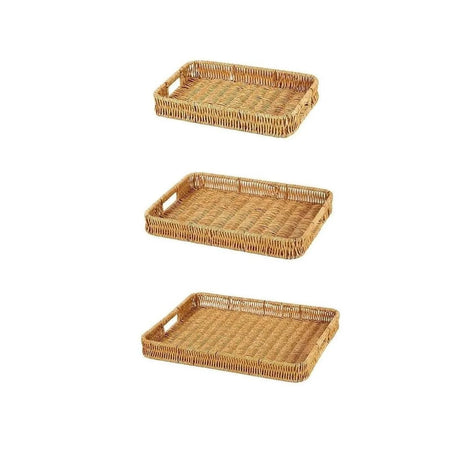 3in1 Handwoven Rattan Decorative Trays | Available in Rectangular and Circular Shapes | Ideal For Living Room, Kitchen, Or Dining Room Decor Serving Ware Decorative Trays