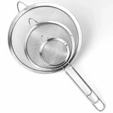 3in1 Metallic Sieve Set | Durable Stainless Steel Sifters | 10 cm, 12 cm, 14 cm | Ideal for Straining, Sifting, and Rinsing | Stackable Kitchen Tool Kitchen Gadgets Kitchen Tools & Utensils