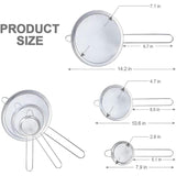 3in1 Metallic Sieve Set | Durable Stainless Steel Sifters | 10 cm, 12 cm, 14 cm | Ideal for Straining, Sifting, and Rinsing | Stackable Kitchen Tool Kitchen Gadgets Kitchen Tools & Utensils