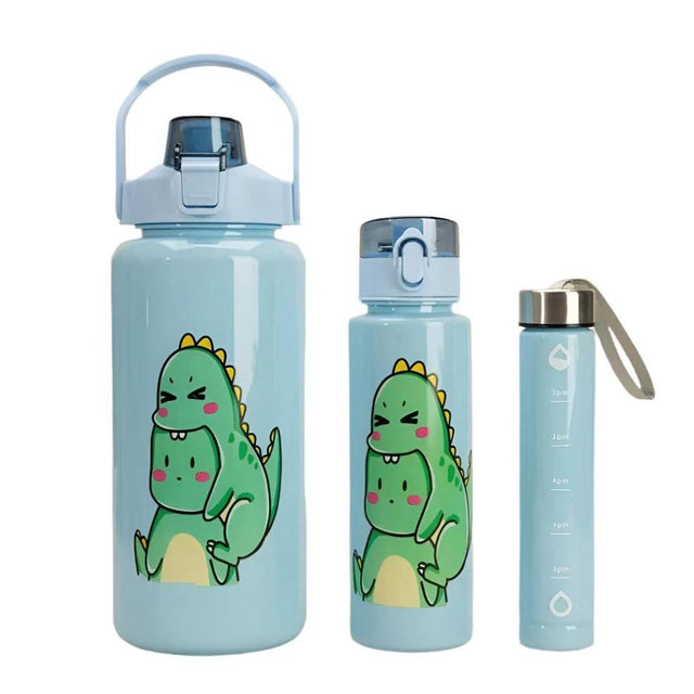 3in1 Motivational Water Bottles Set | Tomato Design | 2000ml, 900ml, 300ml Sizes Lunch Boxes & Bottles Water Bottles