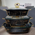 3pc Marble PorcelainModern Chafing Dish Set Sizes 11" 13" 15"