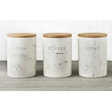 3pcs Airtight Ceramic Canisters Set with Bamboo Lid