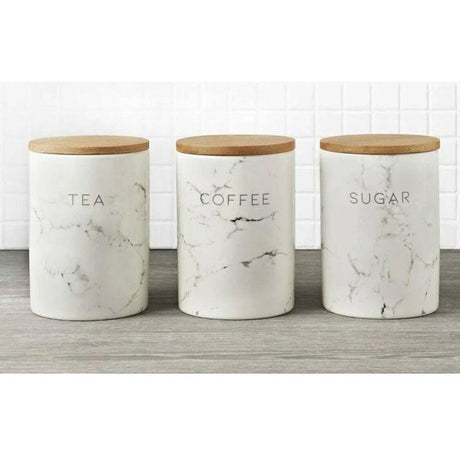 3pcs Airtight Ceramic Canisters Set with Bamboo Lid