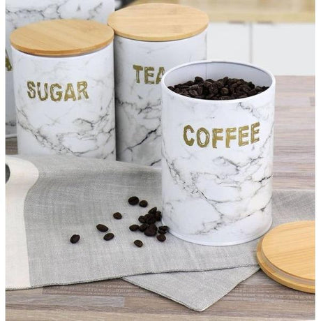 3pcs Airtight Ceramic Canisters Set with Bamboo Lid